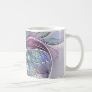 Färglös Fantasy-Abstrakt Modern Fractal Flower Kaffemugg