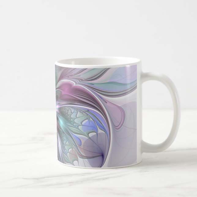 Färglös Fantasy-Abstrakt Modern Fractal Flower Kaffemugg (Höger)