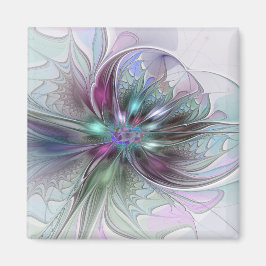 Färglös Fantasy-Abstrakt Modern Fractal Flower Magnet