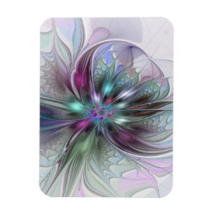 Färglös Fantasy-Abstrakt Modern Fractal Flower Magnet