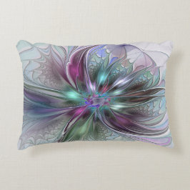 Färglös Fantasy-Abstrakt Modern Fractal Flower Prydnadskudde