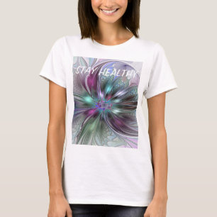 Färglös Fantasy-Abstrakt Modern Fractal Flower T Shirt