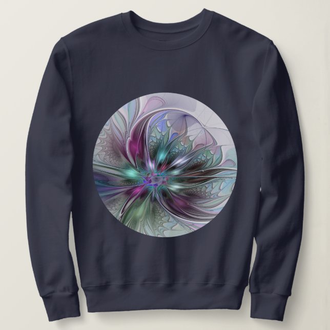 Färglös Fantasy-Abstrakt Modern Fractal Flower T Shirt (Design framsida)