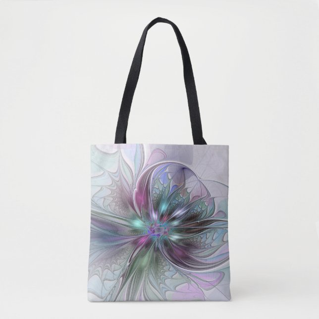 Färglös Fantasy-Abstrakt Modern Fractal Flower Tygkasse (Framsida)