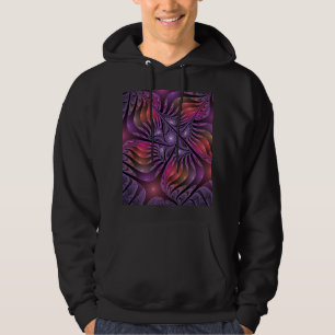 Färglös Fantasy-Abstrakt Trippy Lila Fractal Hoodie