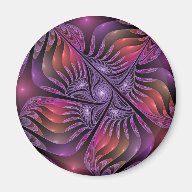 Färglös Fantasy-Abstrakt Trippy Lila Fractal Magnet (Framsidan)