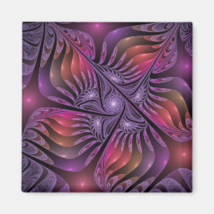 Färglös Fantasy-Abstrakt Trippy Lila Fractal Magnet