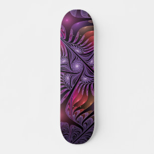 Färglös Fantasy-Abstrakt Trippy Lila Fractal Mini Skateboard Bräda 18,5 Cm