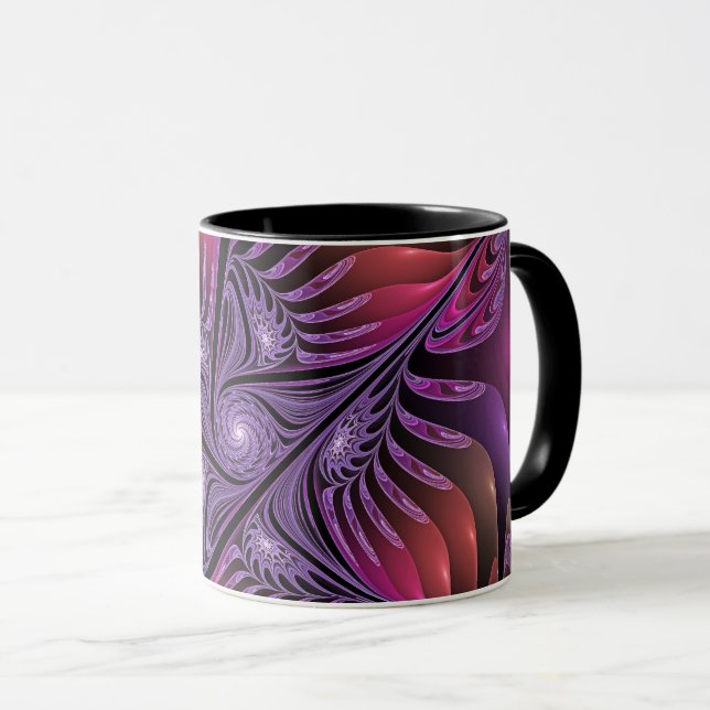 Färglös Fantasy-Abstrakt Trippy Lila Fractal Mugg (Framsida höger)