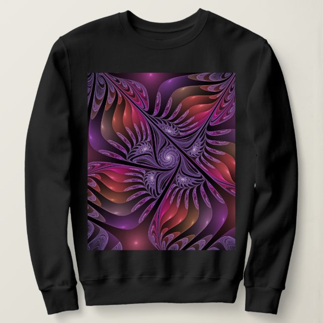 Färglös Fantasy-Abstrakt Trippy Lila Fractal T Shirt (Design framsida)
