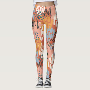 färglös feminin abstrakt mosaik leggings
