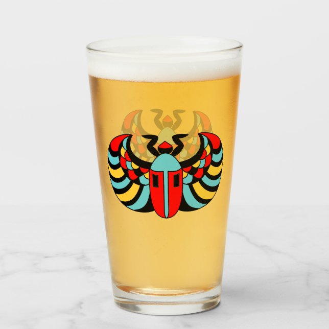 Färglös fet Abstrakt Egyptian Scarab Beetle Glaskopp (Framsida fylld)