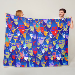 Färglös fiskkonsthandlings design fleecefilt