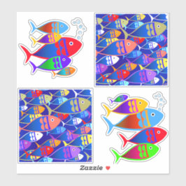 Färglös fiskkonsthantdesign klistermärken