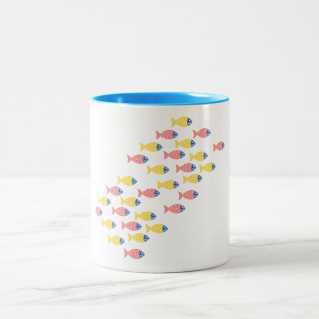 Färglös fiskmigrering Två-Tonad mugg (Center)