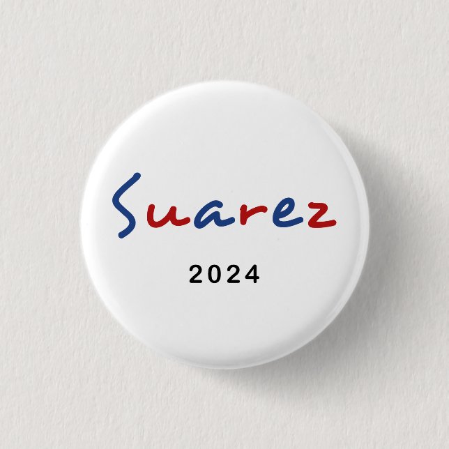 Färglös Francis Suarez 2024-skripttext Knapp (Framsida)