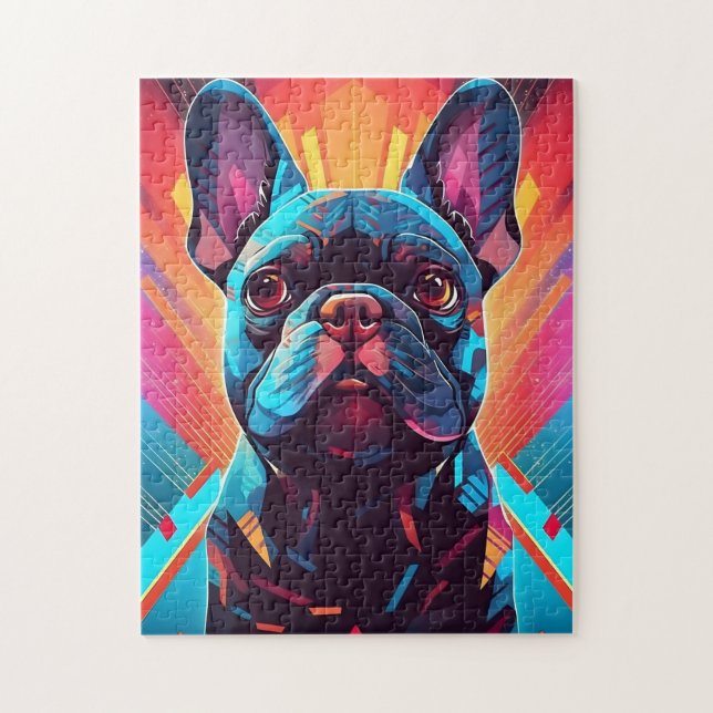 Färglös Fransk Bulldog Art Pussel (Vertikal)