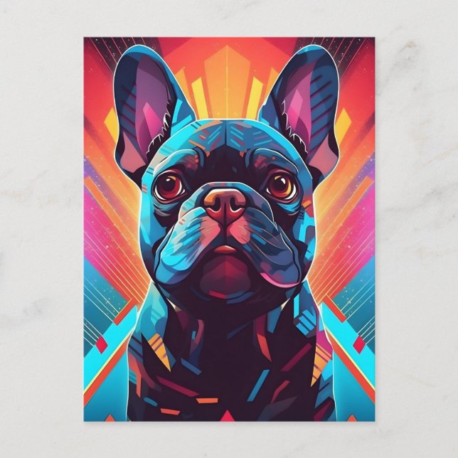Färglös Fransk Bulldog Art Vykort (Framsida)