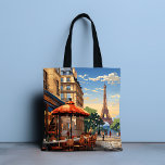Färglös Fransk Cafe Eiffel Torn Paris Frankrike Tygkasse<br><div class="desc">Den färgstarka Fransken Cafe Eiffel Torn Paris Frankrike Tote bags har en färgstark Fransk och arkitektur med Eiffel Torn i bakgrunden. Skapat av Evco Studio www.zazzle.com/store/evcostudio</div>