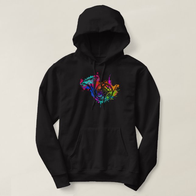 Färglös Fransk Horn Musician Horn Instrument3 Hoodie (Design framsida)