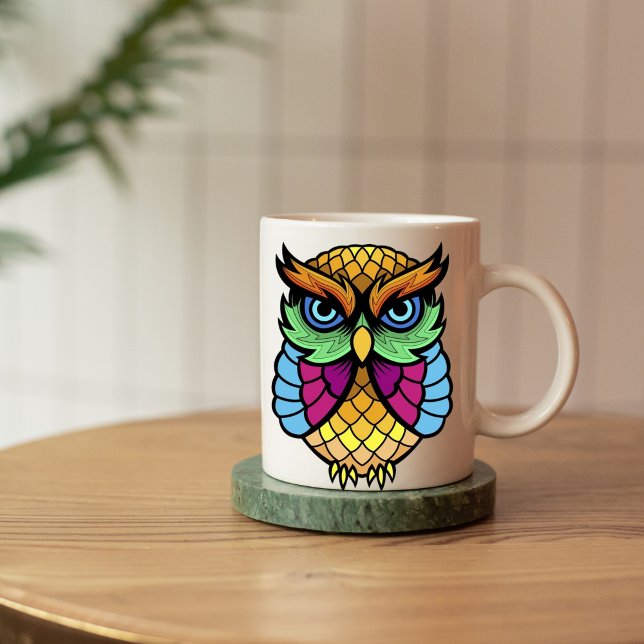 färglös geometri uggla mugg (Skapare uppladdad)