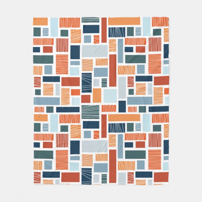 Färglös geometrisk utformning av Mid Century stil Fleecefilt (Framsidan)