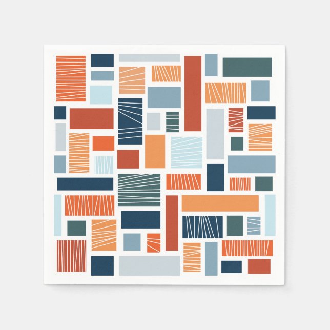 Färglös geometrisk utformning av Mid Century stil Pappersservett (Framsidan)