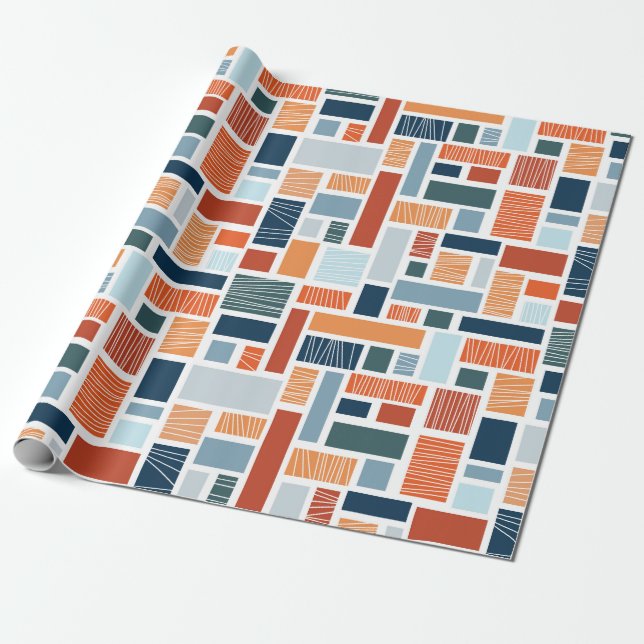 Färglös geometrisk utformning av Mid Century stil Presentpapper (Utrullad)