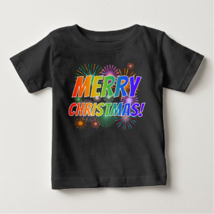 Färglös "GOD JUL!" + Fireworks Mönster Ba T Shirt