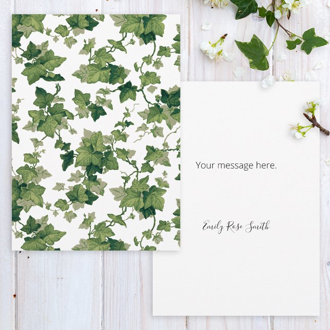 Färglös Grönt Klätterska Ivy på vit BG Anteckningskort (Skapare uppladdad)