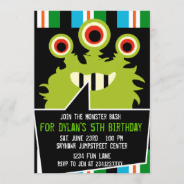 Färglös Grönt Monster Födelsedagsfest inbjudan