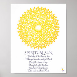 Färglös Gult Andlig Sol Mandala Poster