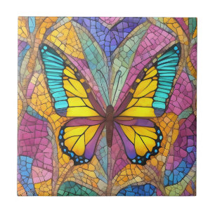 Färglös Gult Butterfly BeSnyc Mosaic Kakelplatta