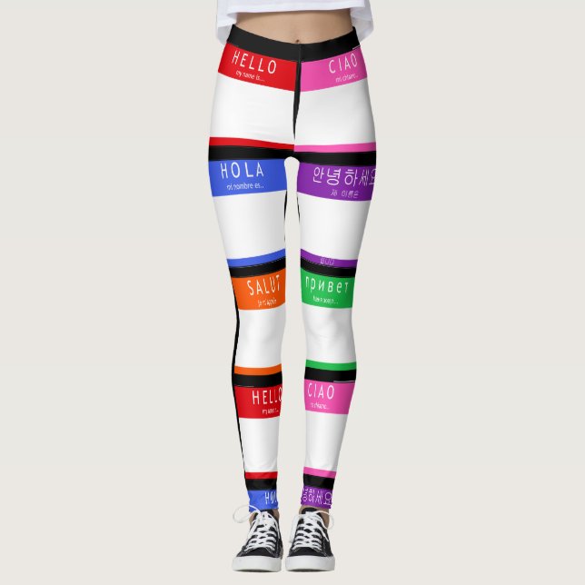 Färglös Hej min Namn är Leggings (Framsida)