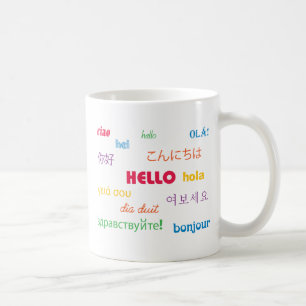 Färglös Hej på många språk Kaffemugg