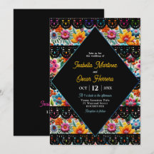 Färglös inbjudan till blommigt fiesta bröllopsinbj