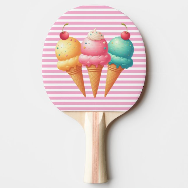 Färglös iskräm pingisracket (Framsidan)
