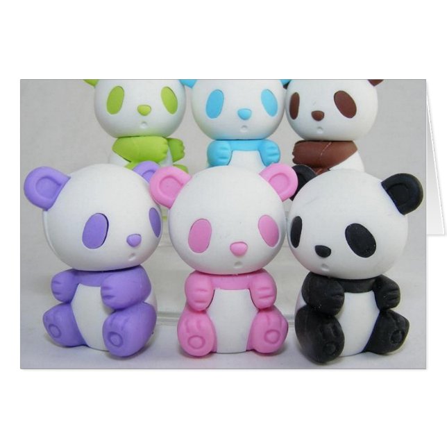 färglös japansk Anime Kawaii Panda Hälsningskort (Framsidan Horizontal)