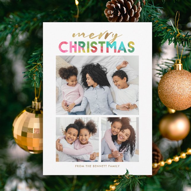 Färglös jul tre fotokollage julkort (Skapare uppladdad)