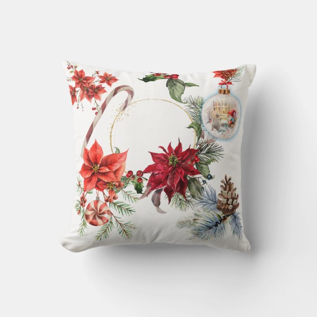 Färglös julfoto-dekorativ fyllning kudde (Framsida)