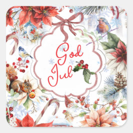 Färglös julfoto-dekorativ fyllning kudde fyrkantigt klistermärke