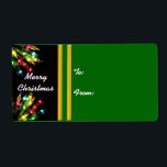 Färglös julljus Gräns Fraktsedel<br><div class="desc">Anpassade julklappsetiketter designade med ett fotografi av Julgran ljus som gränsar till de lämnat hörnen. Markera en annan bakgrund färg än grönt när du klickar på "Anpassa den". Du kan ta bort text från mallblocket så att du bara har designen och kan skriva ut/skriva information på etiketten från hemsidan. Du...</div>