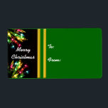 Färglös julljus Gräns Fraktsedel<br><div class="desc">Anpassade julklappsetiketter designade med ett fotografi av Julgran ljus som gränsar till de lämnat hörnen. Markera en annan bakgrund färg än grönt när du klickar på "Anpassa den". Du kan ta bort text från mallblocket så att du bara har designen och kan skriva ut/skriva information på etiketten från hemsidan. Du...</div>