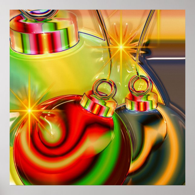 Färglös julprydnad Speglad Dekoration Poster (Framsidan)