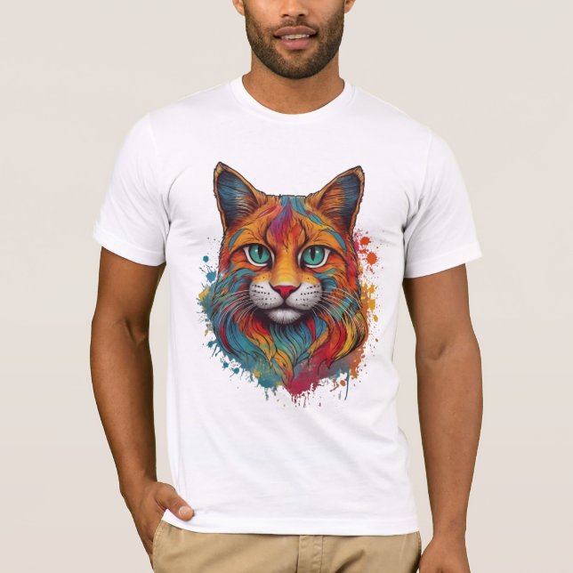 färglös katt mönster t shirt (Framsida)