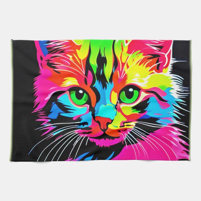 Färglös kattdesign kökshandduk (Horisontell)