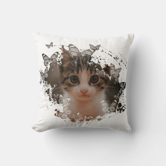 Färglös kattdesign kudde (Framsida)