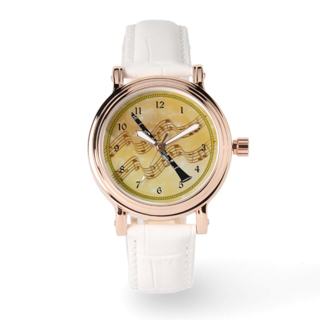 Färglös klarinettsdesign armbandsur (Framsida)