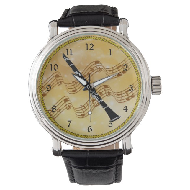 Färglös klarinettsdesign armbandsur (Framsida)