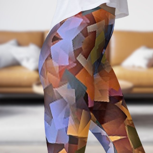 Färglös kubism Skriv ut Leggings (Cubism )